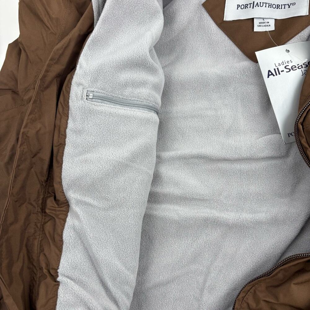 NWT Port Authority Brown and Cream Windbreaker Rain Jacket Winter Women’s Large - Picture 6 of 10